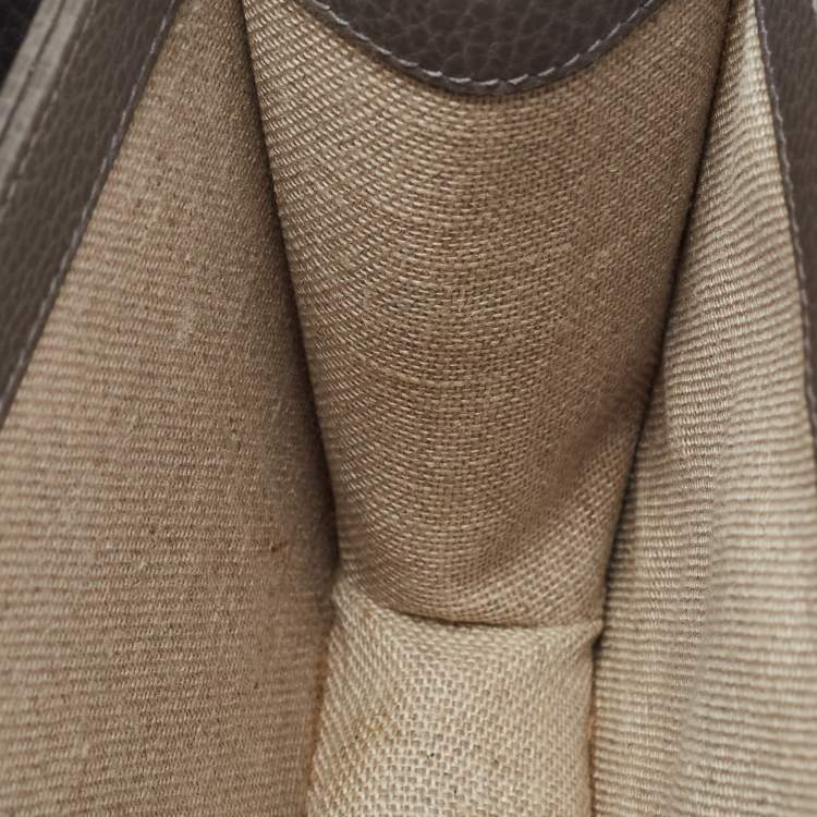 Pre Owned Gucci Grey Leather Small Interlocking G Shoulder Bag