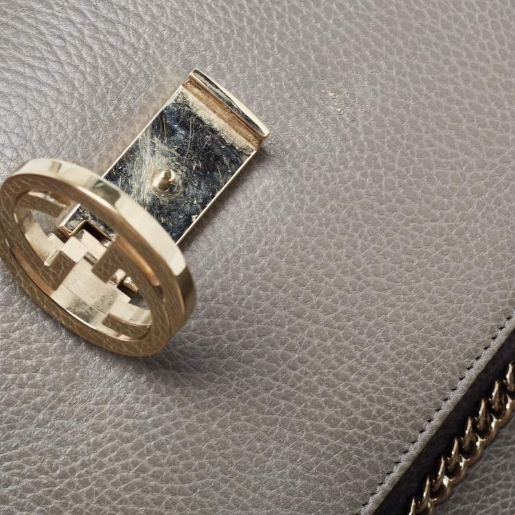 Pre Owned Gucci Grey Leather Small Interlocking G Shoulder Bag