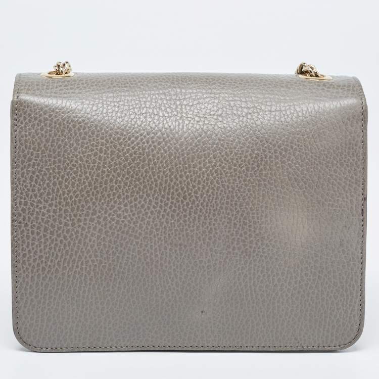 Pre Owned Gucci Grey Leather Small Interlocking G Shoulder Bag