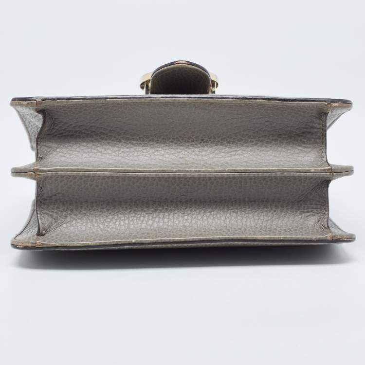 Pre Owned Gucci Grey Leather Small Interlocking G Shoulder Bag
