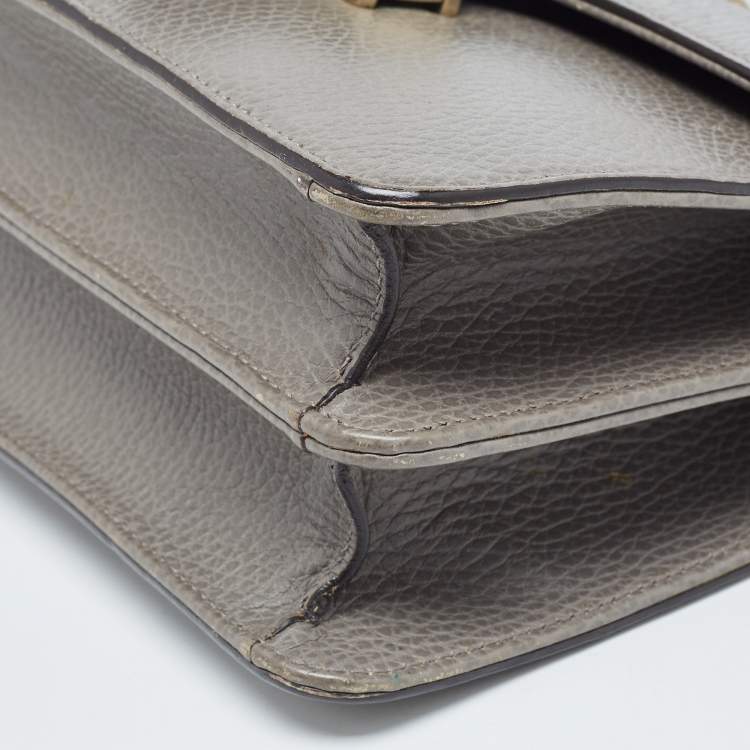 Pre Owned Gucci Grey Leather Small Interlocking G Shoulder Bag