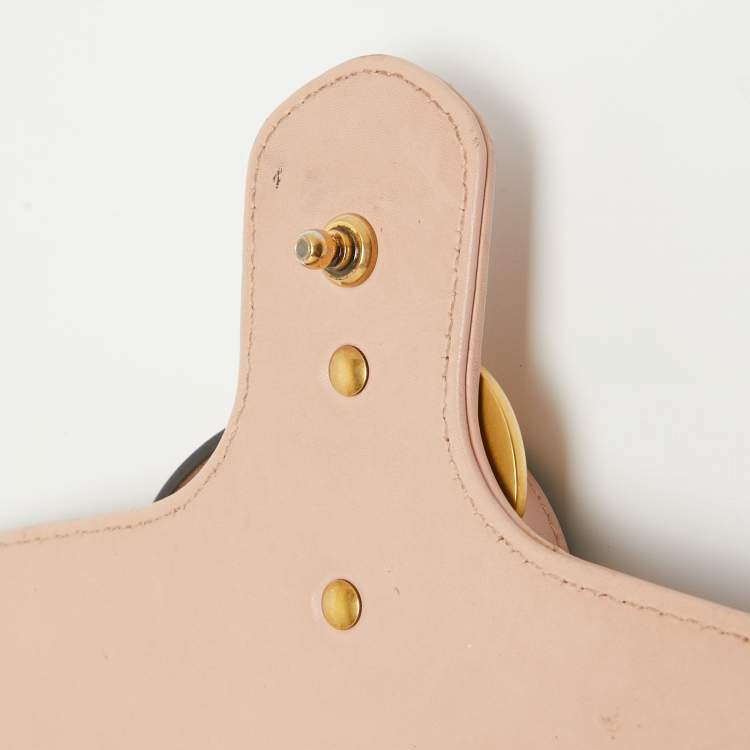 Pre Owned Gucci Pink Leather GG Small Marmont Matelassé Shoulder Bag