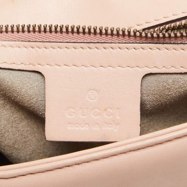 Pre Owned Gucci Pink Leather GG Small Marmont Matelassé Shoulder Bag