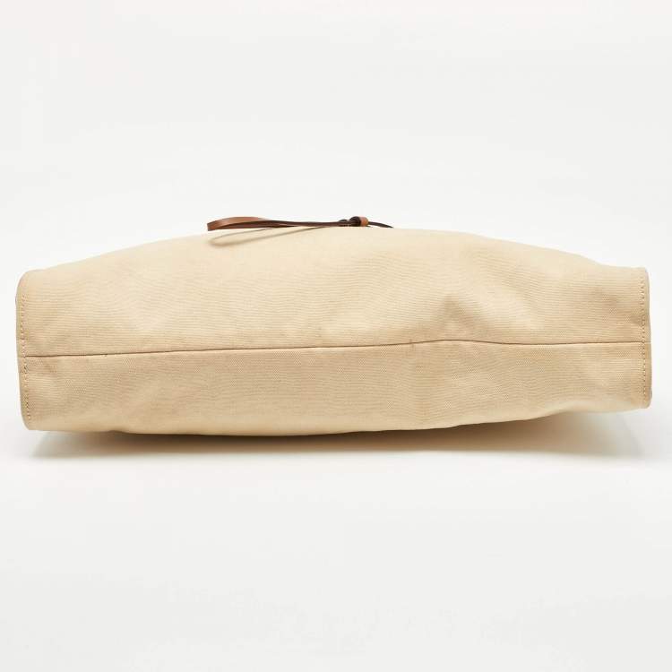 مملوكة مسبقًا Gucci Beige/Brown Canvas and Leather Vintage Bamboo Hobo