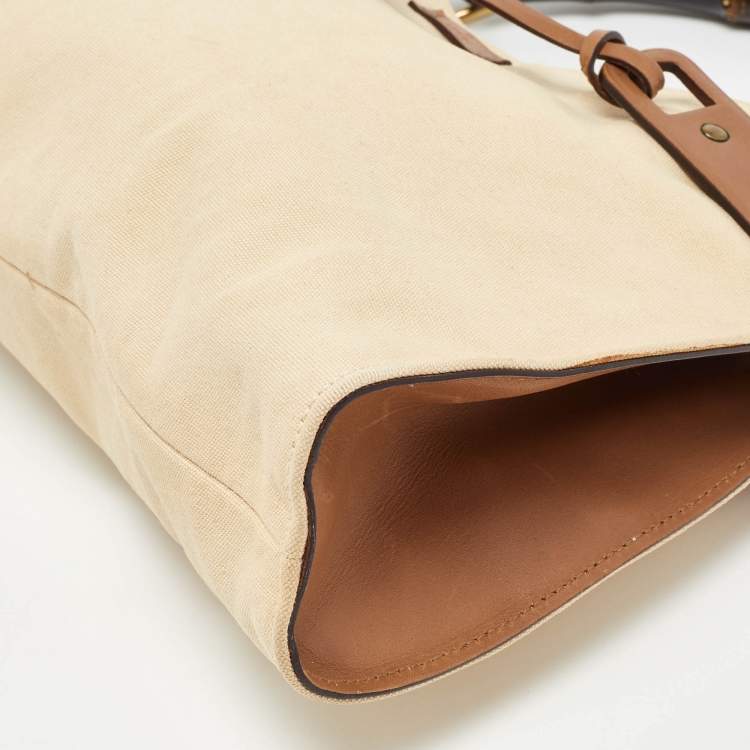 مملوكة مسبقًا Gucci Beige/Brown Canvas and Leather Vintage Bamboo Hobo