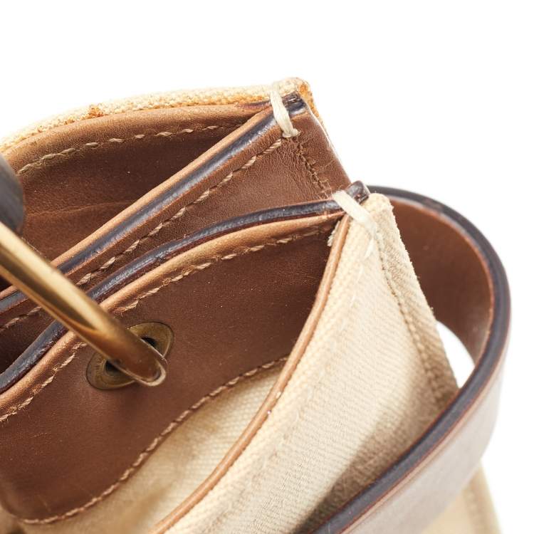 مملوكة مسبقًا Gucci Beige/Brown Canvas and Leather Vintage Bamboo Hobo