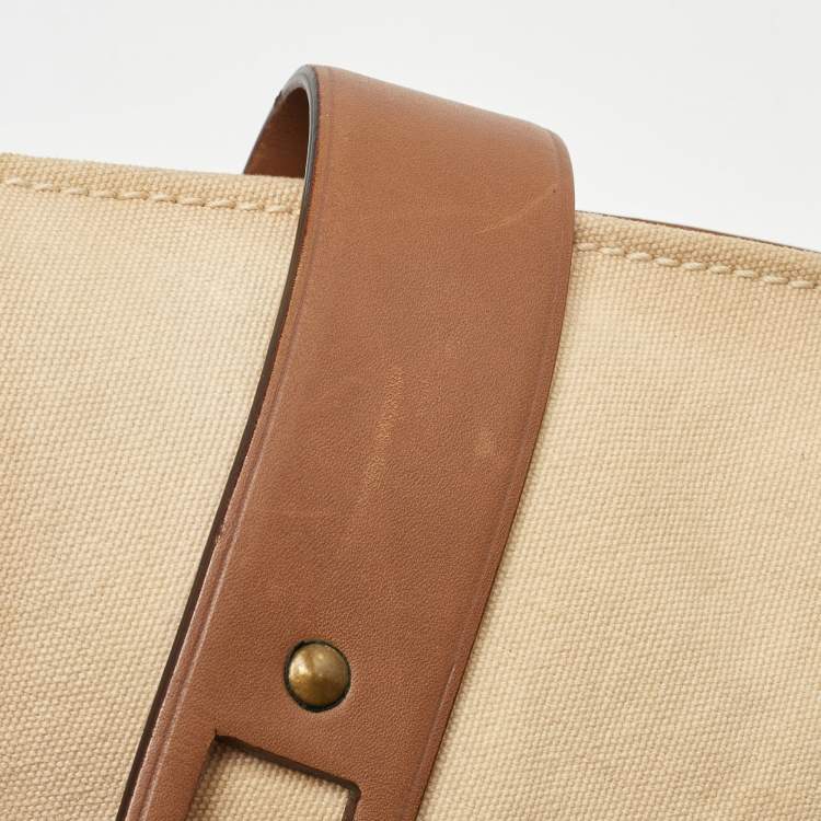 مملوكة مسبقًا Gucci Beige/Brown Canvas and Leather Vintage Bamboo Hobo