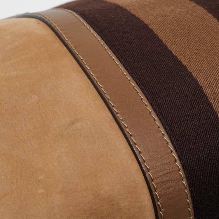 مملوكة مسبقًا Gucci Brown Nubuck and Leather Medium Vintage Web Boston Bag