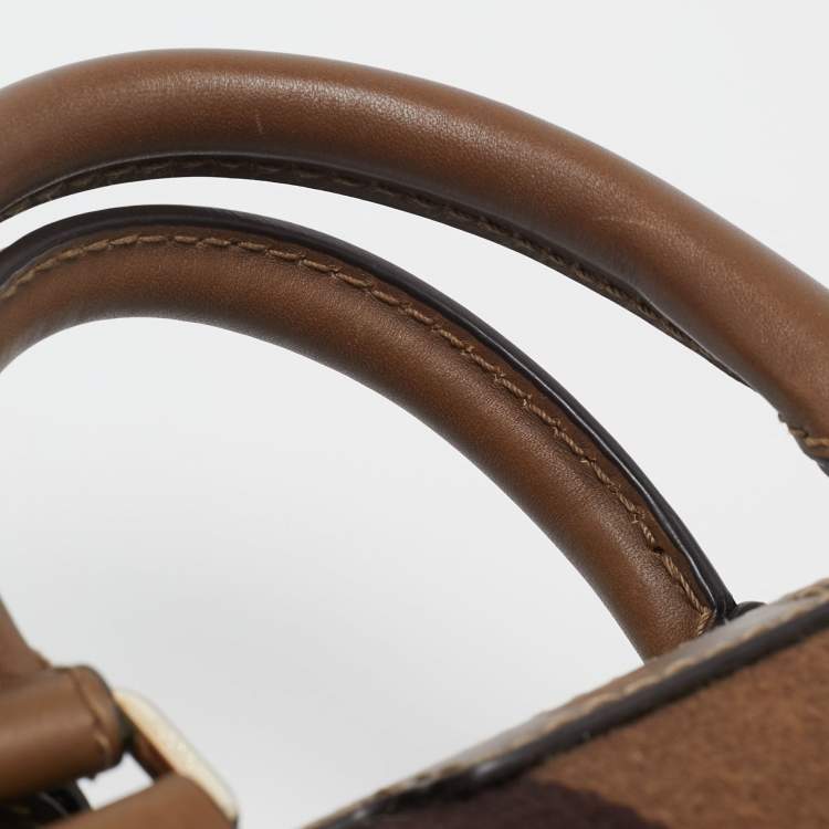 مملوكة مسبقًا Gucci Brown Nubuck and Leather Medium Vintage Web Boston Bag