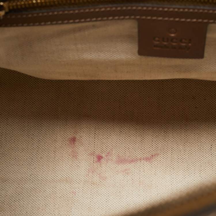 مملوكة مسبقًا Gucci Brown Nubuck and Leather Medium Vintage Web Boston Bag