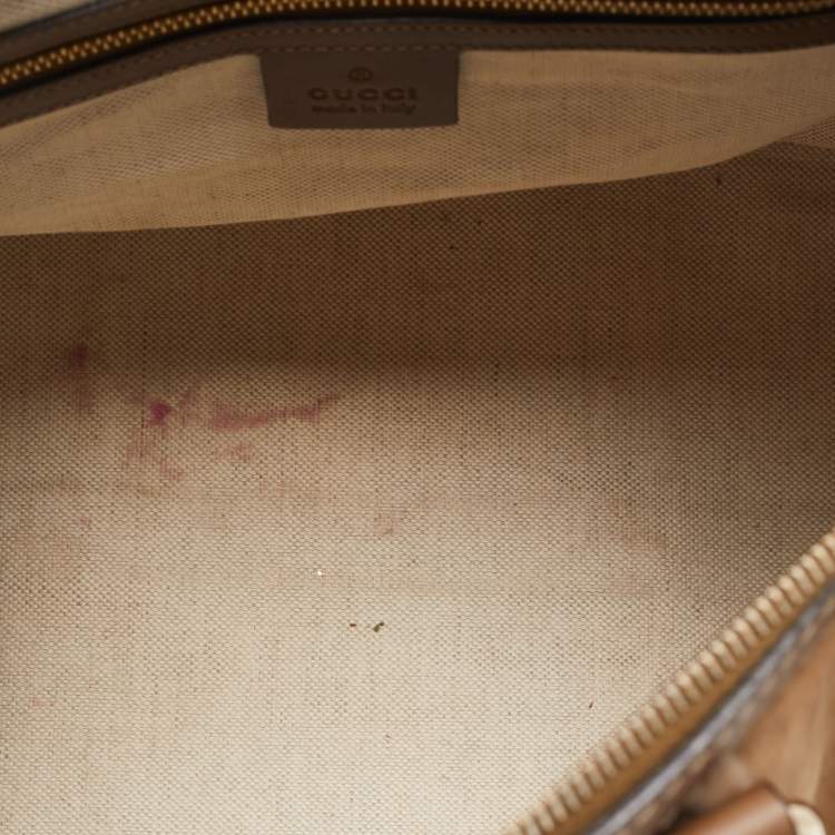 مملوكة مسبقًا Gucci Brown Nubuck and Leather Medium Vintage Web Boston Bag