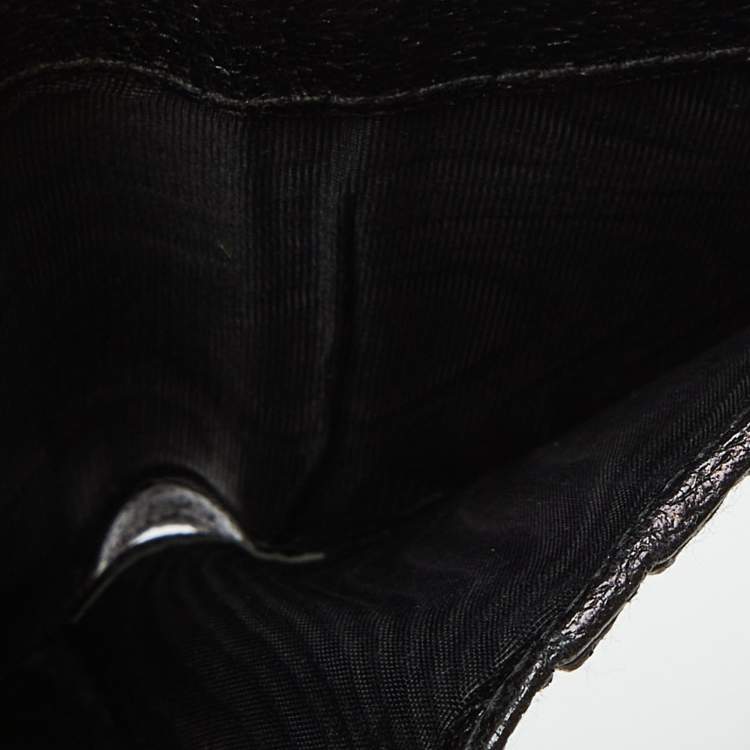 Pre Owned Gucci Black GG Canvas and Leather Web Compact Wallet