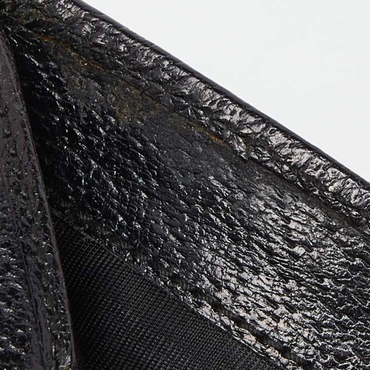 Pre Owned Gucci Black GG Canvas and Leather Web Compact Wallet
