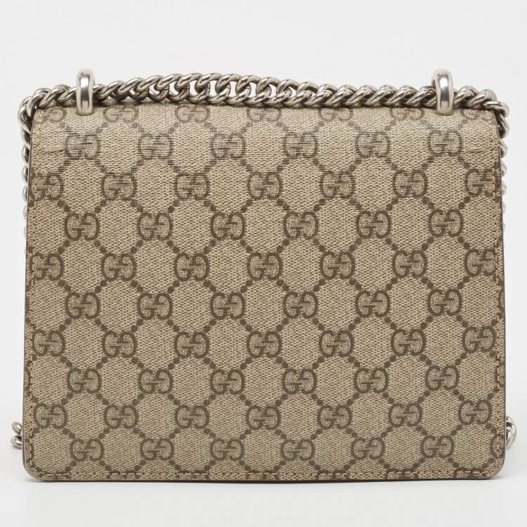Pre Owned Gucci Beige/Ebony GG Supreme Canvas and Suede Mini Dionysus Shoulder Bag