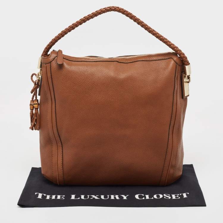 Pre Owned Gucci Brown Leather Large Bella Hobo