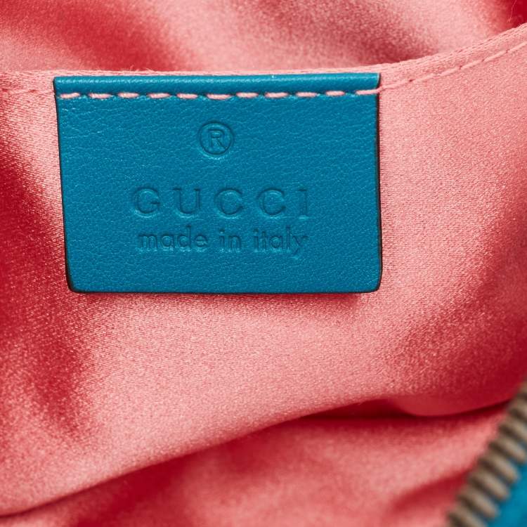 Pre Owned Gucci Teal Green Matelassé Velvet GG Marmont Belt Bag