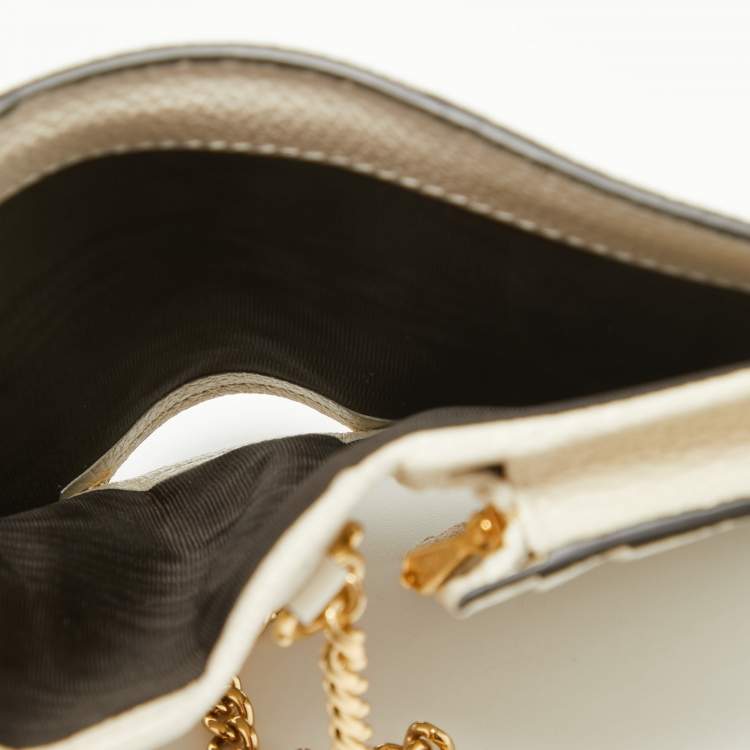 Pre Owned Gucci Off White Leather Zumi Wallet On Chain