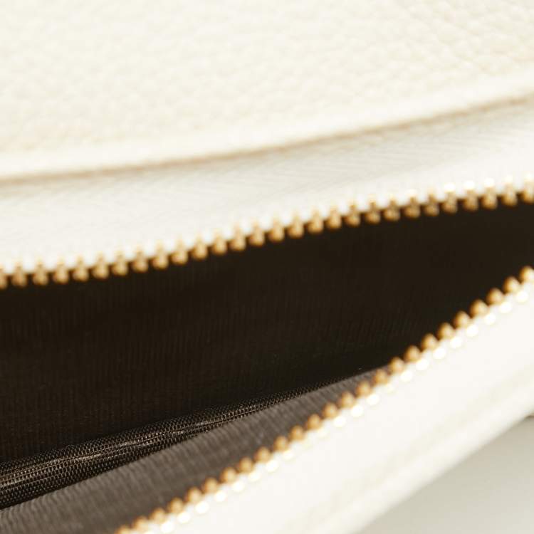 Pre Owned Gucci Off White Leather Zumi Wallet On Chain