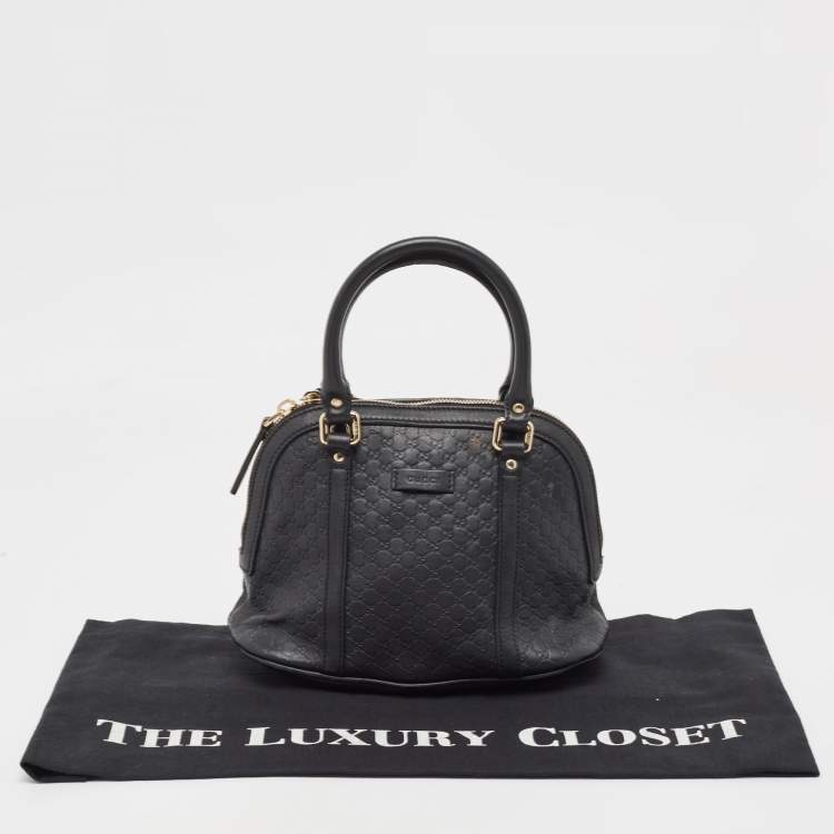 Pre Owned Gucci Black Microguccissima Leather Mini Nice Dome Bag
