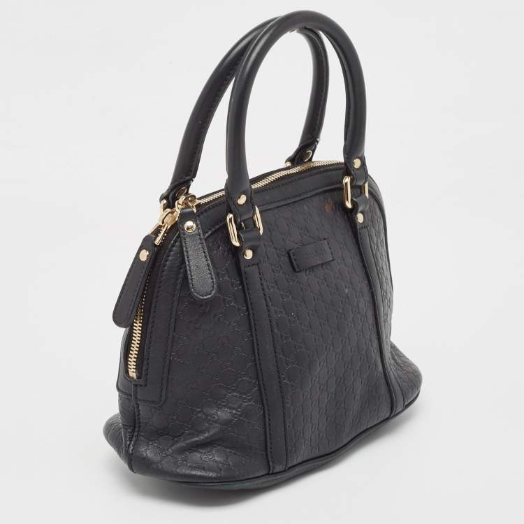 Pre Owned Gucci Black Microguccissima Leather Mini Nice Dome Bag