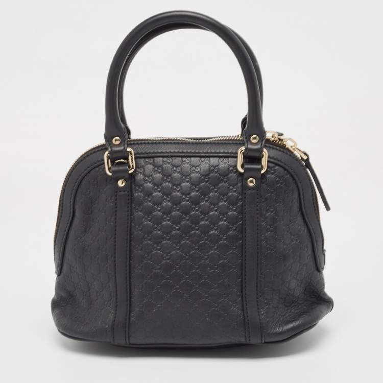 Pre Owned Gucci Black Microguccissima Leather Mini Nice Dome Bag
