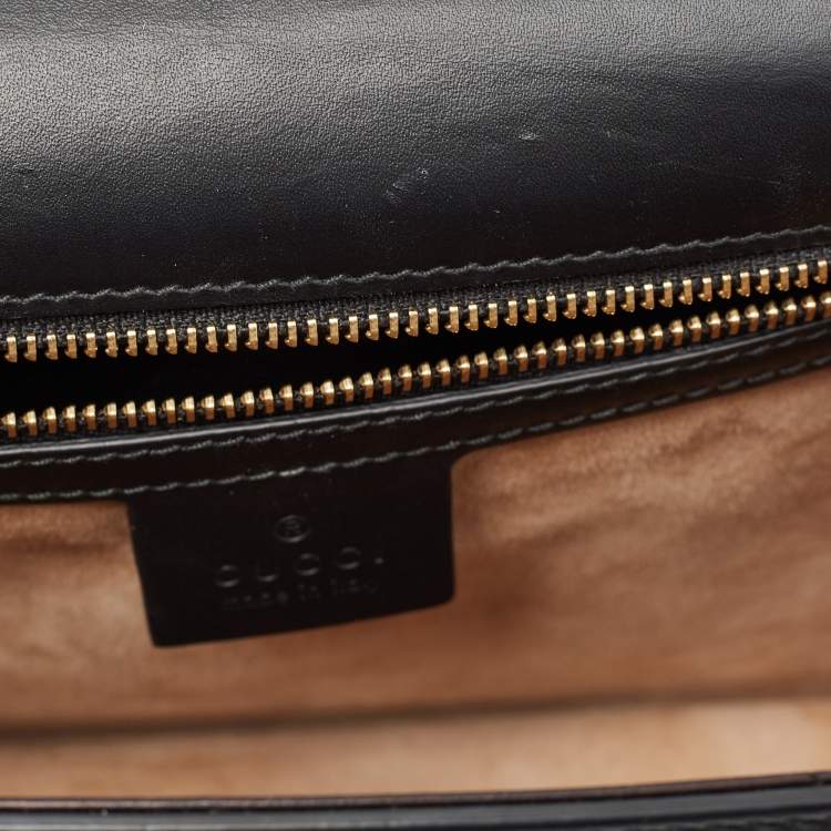 Pre Owned Gucci Black Leather Small Web Sylvie Shoulder Bag