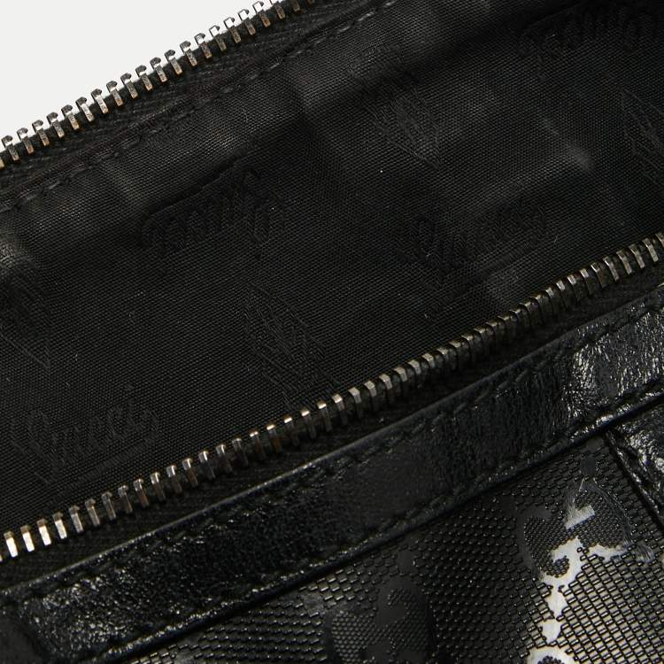 Pre Owned Gucci Black GG Imprime Canvas and Leather Medium Joy Boston Bag