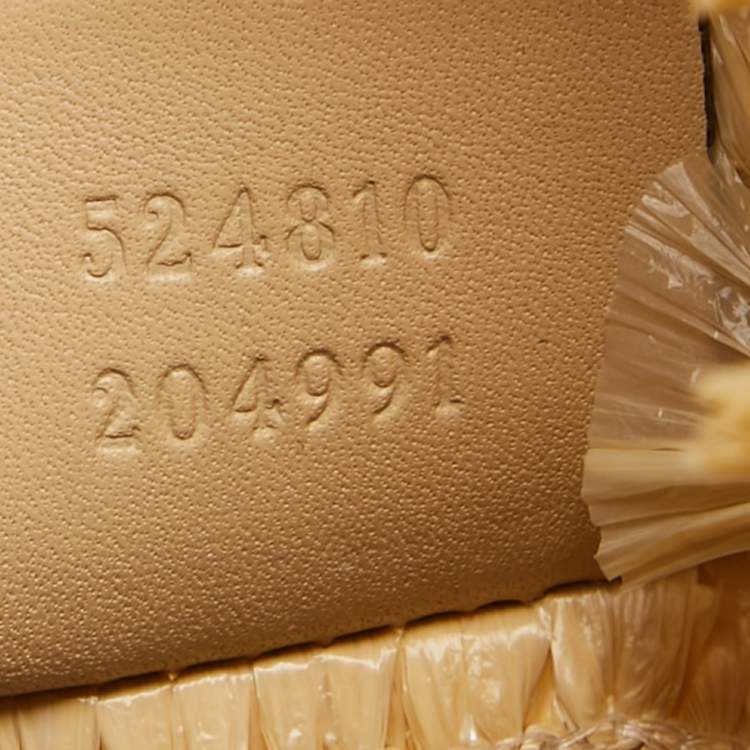 Pre Owned Gucci Natural/Multicolor Woven Straw Cestino Tote
