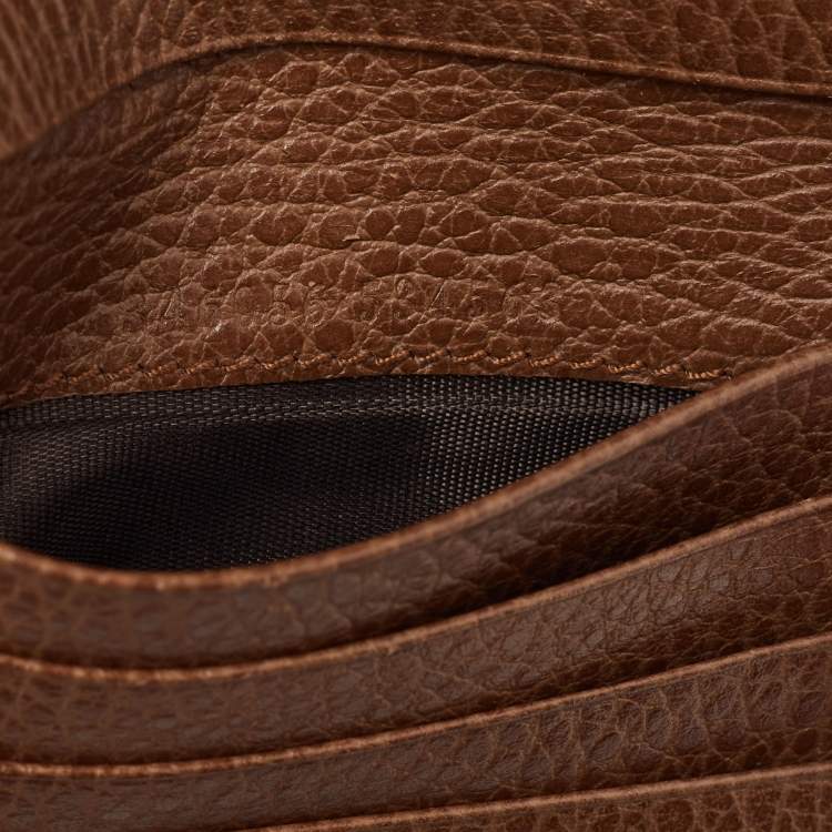 مملوكة مسبقًا Gucci Brown/Beige GG Canvas Leather Zip Around Compact Wallet