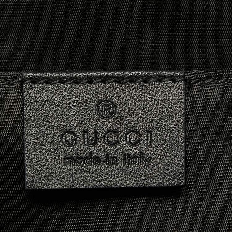Pre Owned Gucci Black/Gold Leather Printed GUCCY Portfolio Clutch 