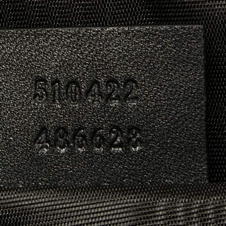 Pre Owned Gucci Black/Gold Leather Printed GUCCY Portfolio Clutch 