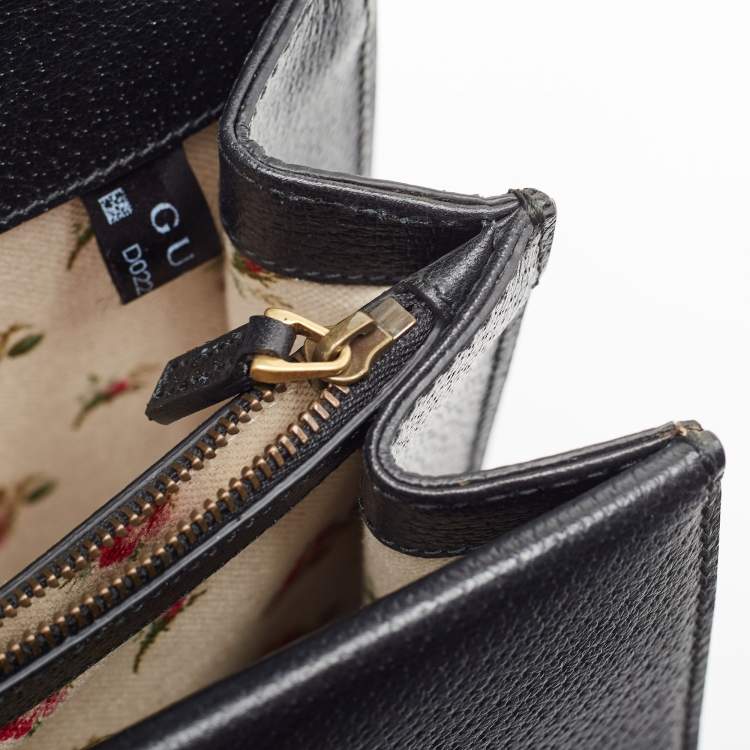 Pre Owned Gucci Black Leather Medium Embroidered Web Dionysus Shoulder Bag