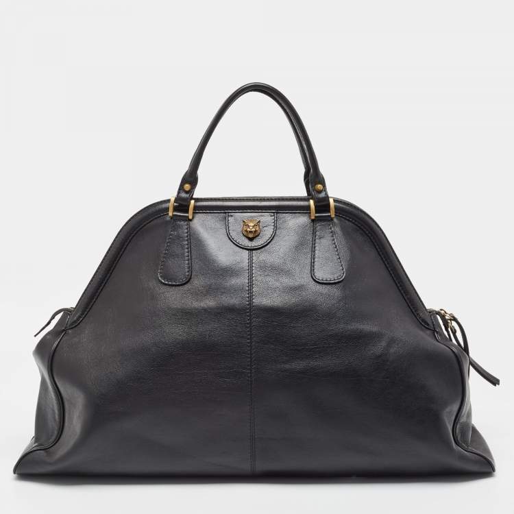 Pre Owned Gucci Black Leather XL Re(Belle) Weekender