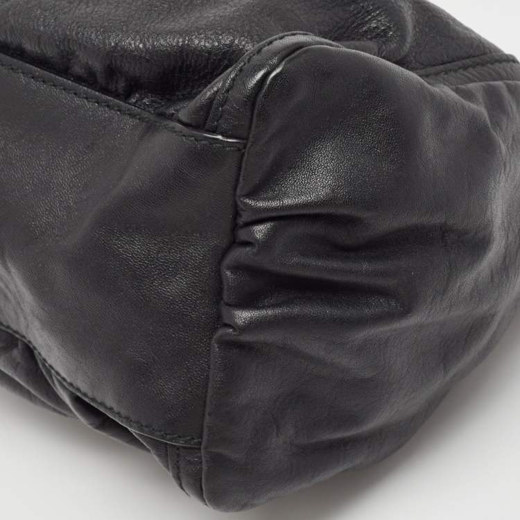 Pre Owned Gucci Black Leather Abbey D-Ring Shoulder Bag