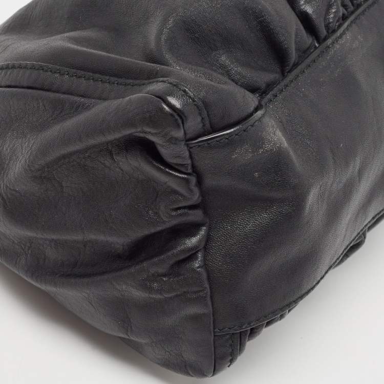 Pre Owned Gucci Black Leather Abbey D-Ring Shoulder Bag