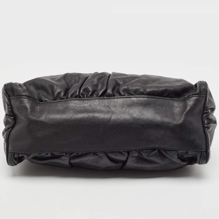 Pre Owned Gucci Black Leather Abbey D-Ring Shoulder Bag