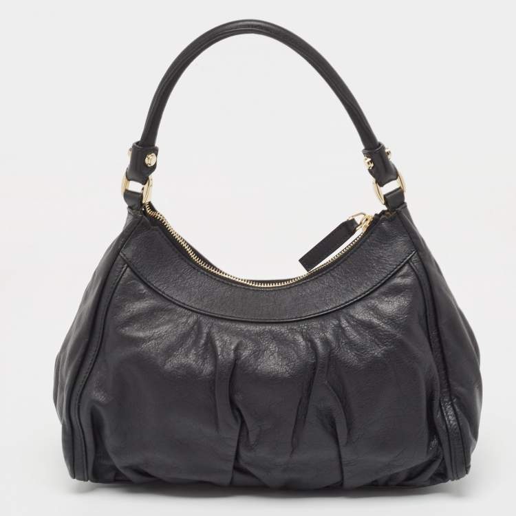 Pre Owned Gucci Black Leather Abbey D-Ring Shoulder Bag