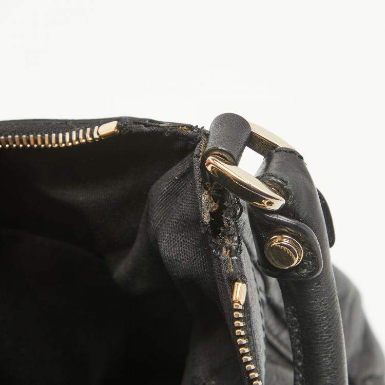 Pre Owned Gucci Black Leather Abbey D-Ring Shoulder Bag