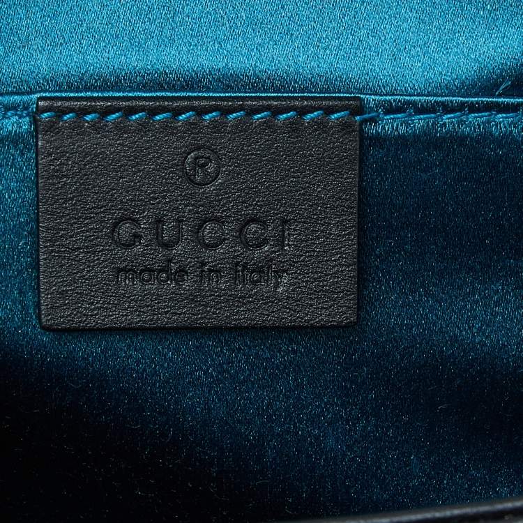 Pre Owned Gucci Blue/Black Suede andLeather Ophidia Chain Bag