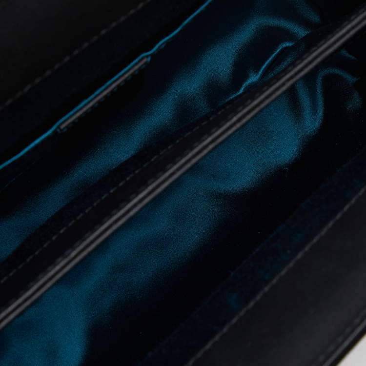 Pre Owned Gucci Blue/Black Suede andLeather Ophidia Chain Bag