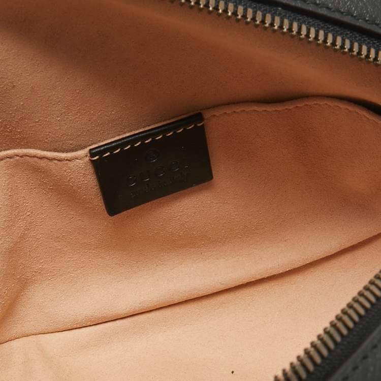 Pre Owned Gucci Black Matelassé Leather GG Marmont Belt Bag