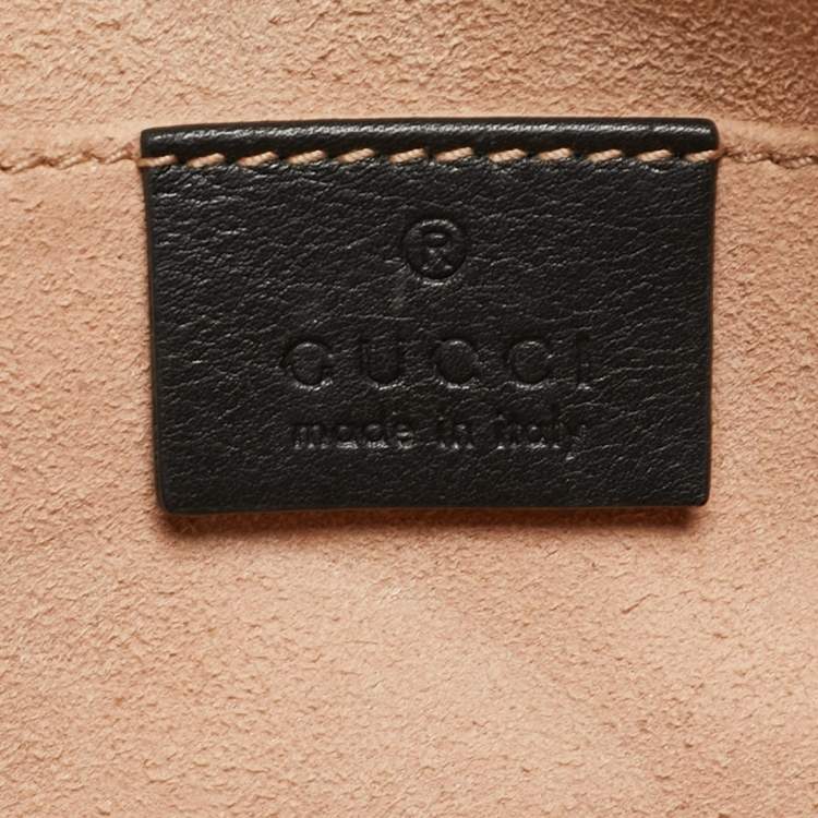 Pre Owned Gucci Black Matelassé Leather Small GG Marmont Shoulder Bag