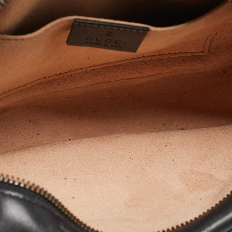 Pre Owned Gucci Black Matelassé Leather Small GG Marmont Shoulder Bag