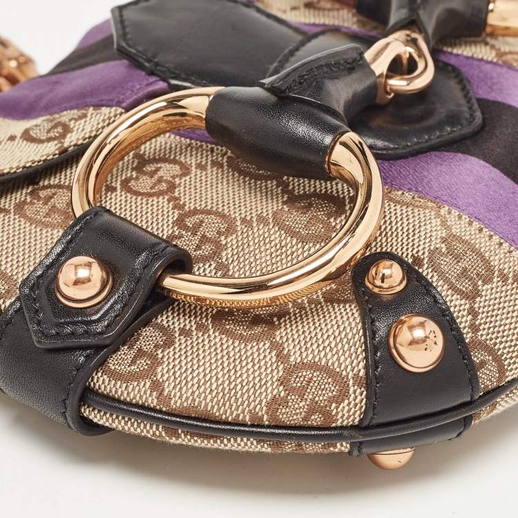 Pre Owned Gucci Tri Color GG Canvas and Leather Horsebit Chain Pochette