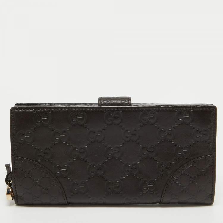 Pre Owned Gucci Choco Brown Guccissima Leather Bree Continental Wallet