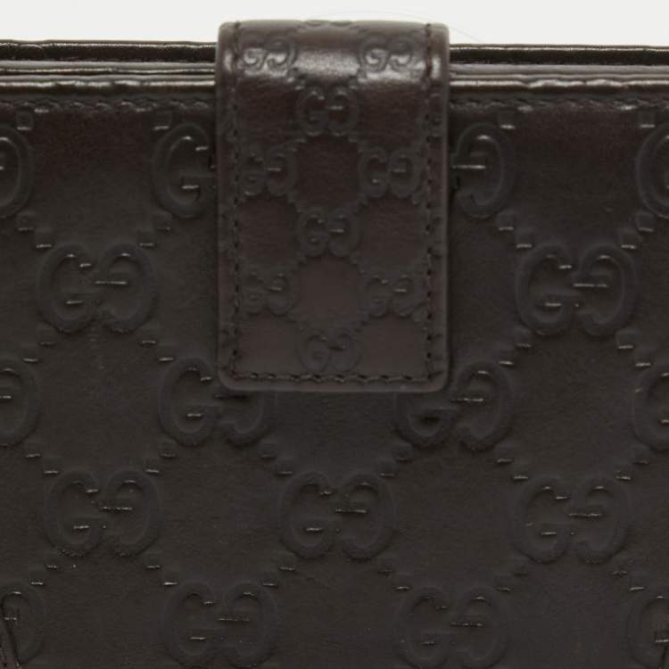 Pre Owned Gucci Choco Brown Guccissima Leather Bree Continental Wallet