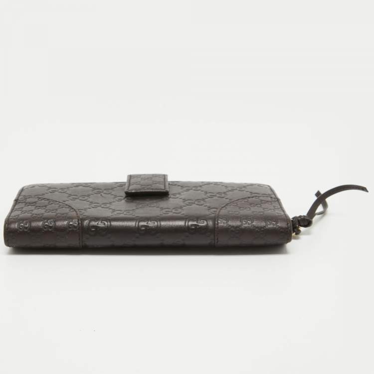 Pre Owned Gucci Choco Brown Guccissima Leather Bree Continental Wallet