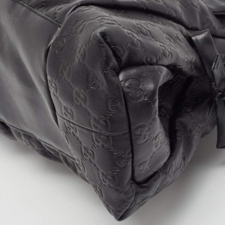 Pre Owned Gucci Black Guccissima Leather Hysteria Tote