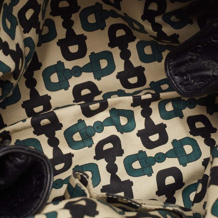 Pre Owned Gucci Black Guccissima Leather Hysteria Tote