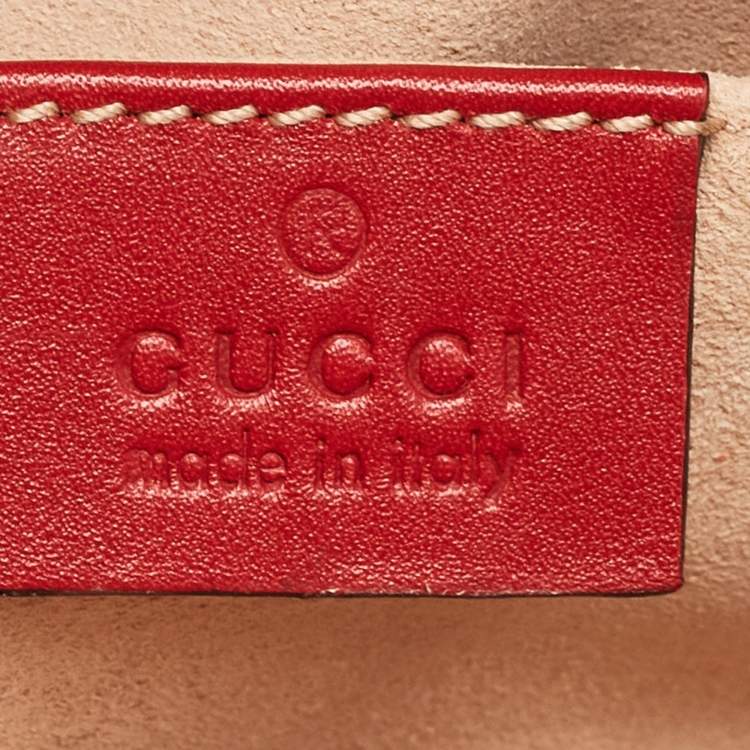 Pre Owned Gucci Red Matelassé Leather GG Marmont Belt Bag